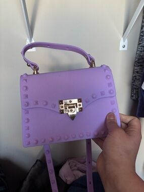 Purple Studded Top-Handle Crossbody Bag - Unbranded